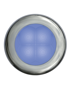 Hella Blue LED Round Courtesy Lamp - Satin Stainless Steel Rim (24V)