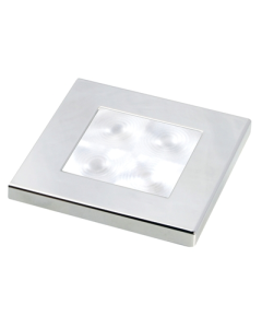 Hella 2XT980581571 White LED Square Courtesy Lamp 24V DC, Chrome Plated Rim