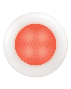 Hella Red LED Round Courtesy Lamp - White Plastic Rim (12V)
